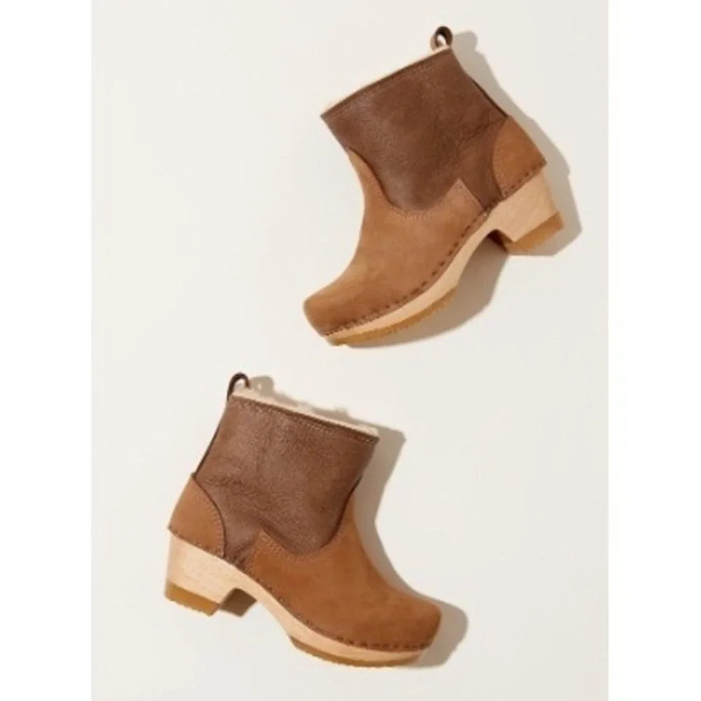 No.6 Mid-Heel Shearling Clog Boots in Honey Aviator – EU 35